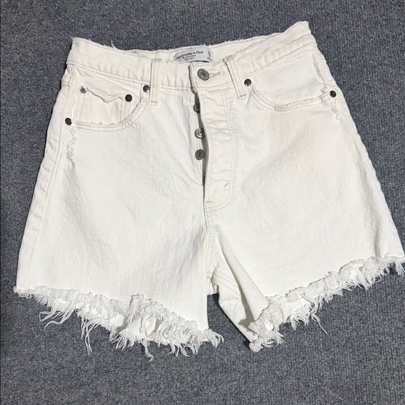 Abercrombie & Fitch Pants - Abercrombie & Fitch White Frayed Jean Shorts